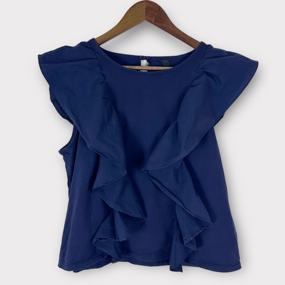 J. Crew Tops - ❌Final Sale! J. Crew Navy Ruffle Front Blouse G5502 Large